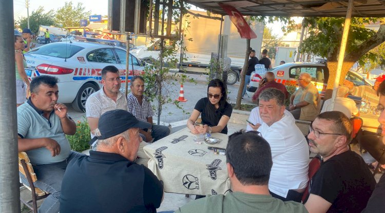 Yangın bölgesinde incelemelerde bulundu