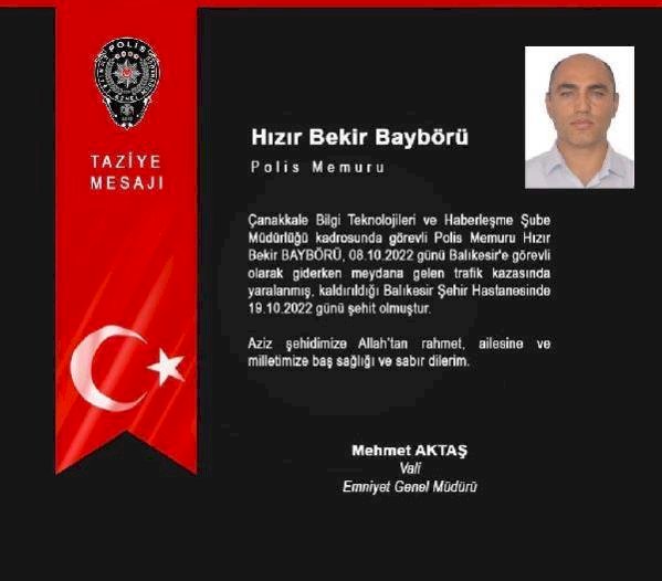 Polis Memuru Baybörü Şehit oldu