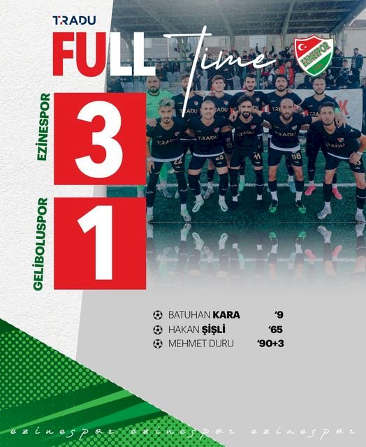 Ezinespor’dan 3 gollü galibiyet