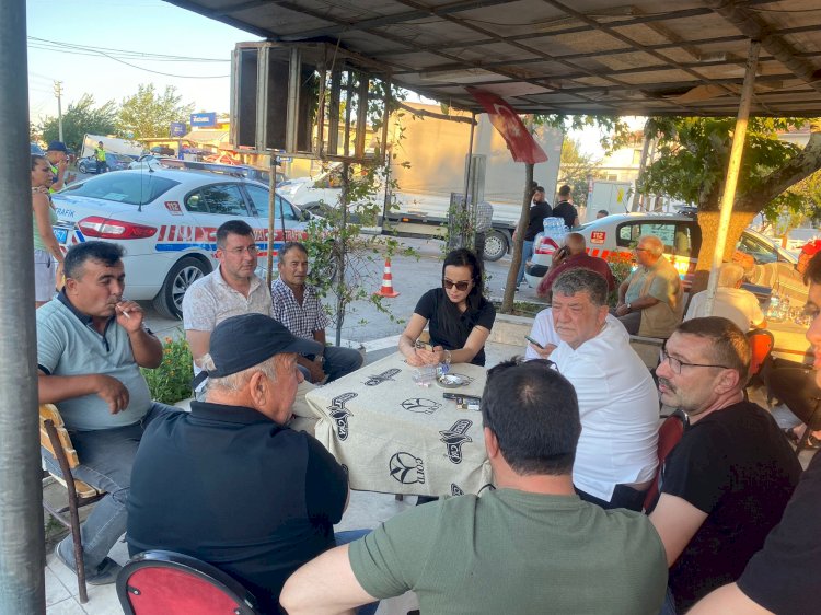 Yangın bölgesinde incelemelerde bulundu